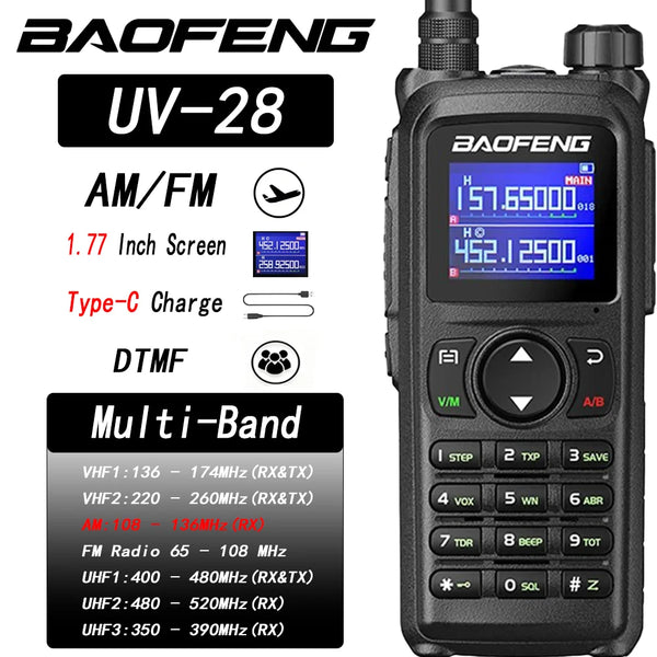 Baofeng UV-28 Long Range Ham Radio, Multi-Band Two Way Radio with Type-C Charging