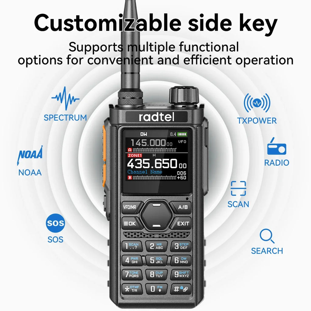 Radtel RT-910 Spectrum Analyzer AM FM Ham Radio 45-59Mhz TX/RX Walkie Talkie  with 960 Channels AM/FM  Air Band Type C Spectrum