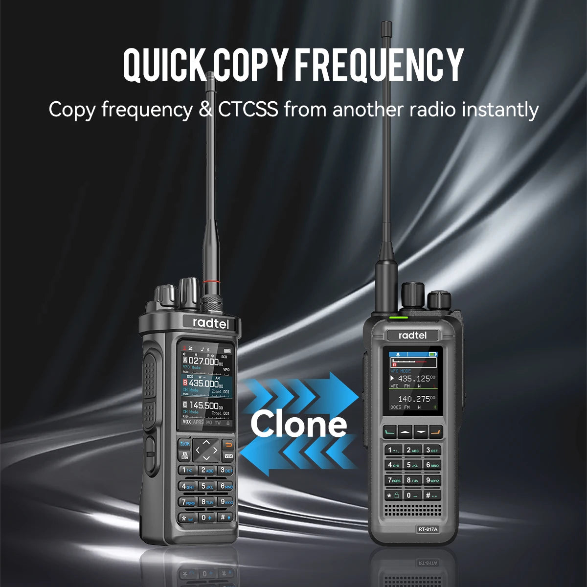 Radtel RT-950 GPS APRS Walkie Talkie AM/FM/MW/LW/SW Receiver with 10W Bluetooth APP Programming Ham Radio Tri Standby Spectrum