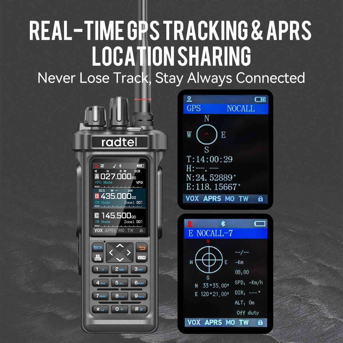 Radtel RT-950 GPS APRS Walkie Talkie AM/FM/MW/LW/SW Receiver with 10W Bluetooth APP Programming Ham Radio Tri Standby Spectrum